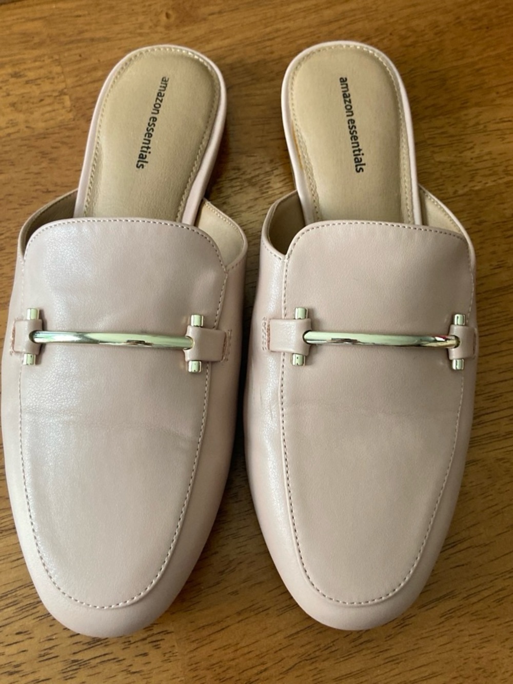 Amazon Essentials Blush Pink Slip-On Loafer Mules with Gold Bar